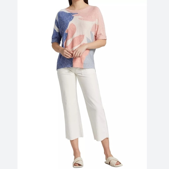 NIC+ZOE Sweaters - NIC + ZOE Shell Burst Short Sleeve Sweater NWT Size Large